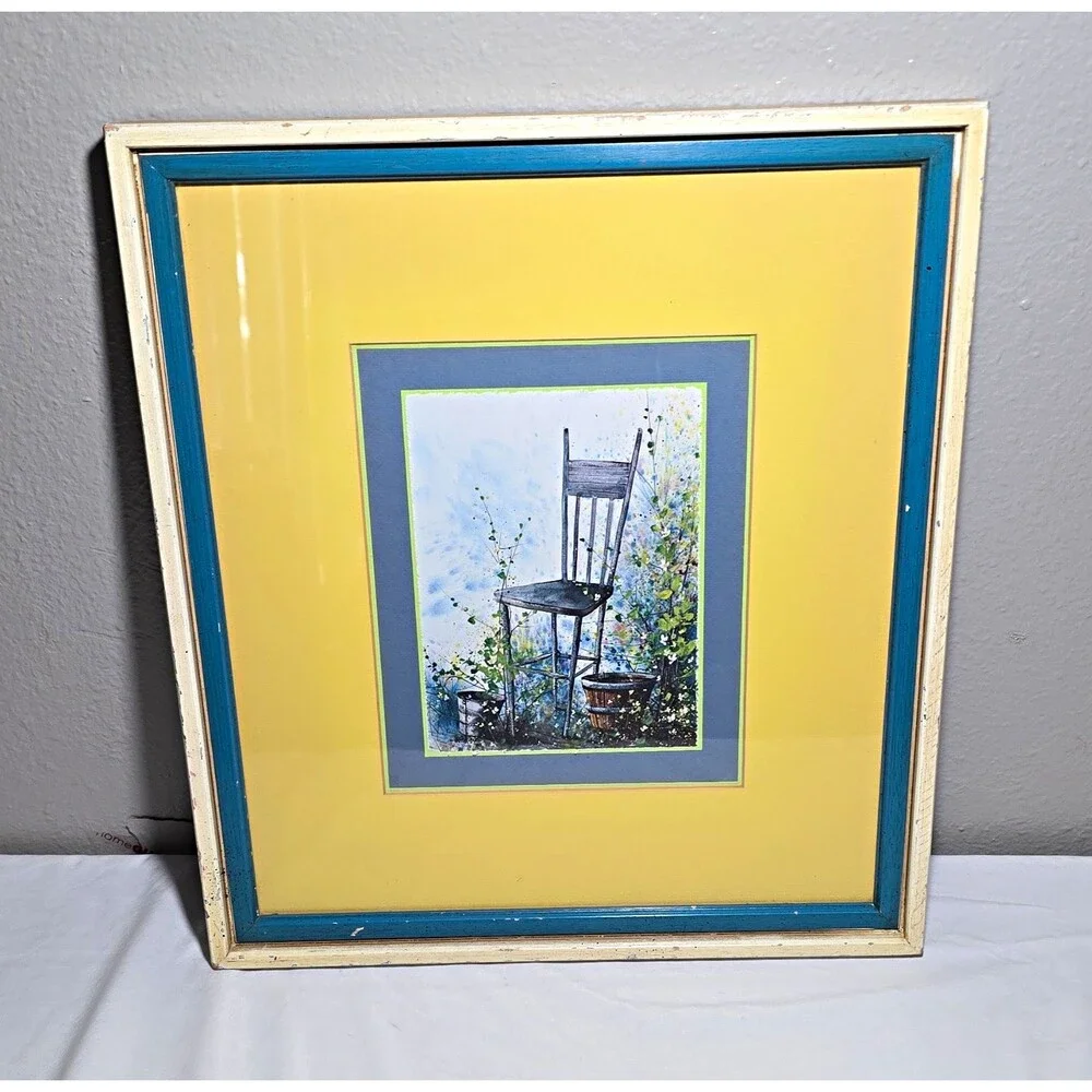 Anseley Thornton Furn 16.5x16.5 Wood Framed Wall Art Rustic Garden Chair Art